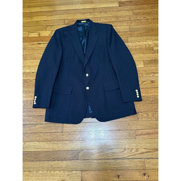 Haggar Other - Vintage Haggar Imperial Blazer Jacket Mens 42L Navy Blue 100% Wool Sport Coat
